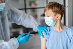 Children vaccination at clinic